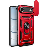 Heavy Duty Shockproof Case / Slide Camera Cover for Apple iPhone Air - Red