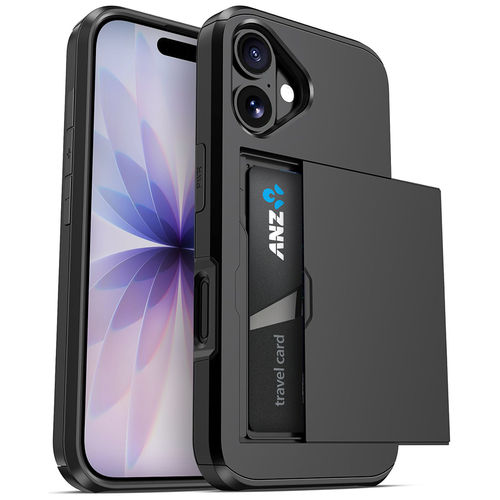 Tough Armour Slide Case & Card Holder for Apple iPhone 17 - Black