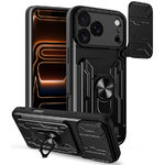 Dual Armour Slide Case / Card Slot Holder / Camera Cover for Apple iPhone 17 Pro - Black