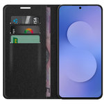 Leather Wallet Case & Card Holder Pouch for Samsung Galaxy S25 FE - Black