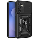 Heavy Duty Shockproof Case / Slide Camera Cover for Samsung Galaxy S25 FE - Black