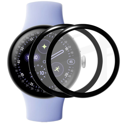(2-Pack) 3D Curved Screen Protector for Google Pixel Watch 4 (41mm) - Black (Frame)