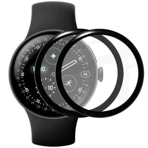 (2-Pack) 3D Curved Screen Protector for Google Pixel Watch 4 (45mm) - Black (Frame)