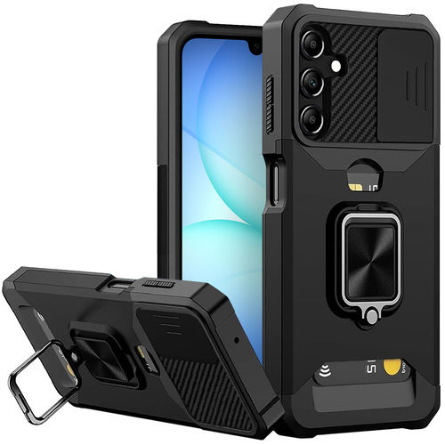Heavy Duty Shockproof Case / Slide Card Slot Holder for Samsung Galaxy A17 / A26 5G