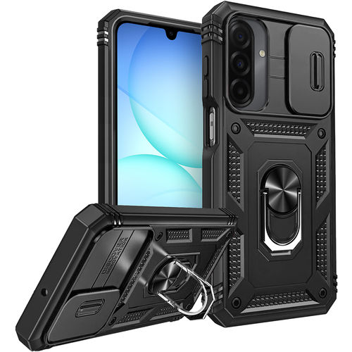 Heavy Duty Shockproof Case / Slide Camera Cover for Samsung Galaxy A17 5G / 4G - Black