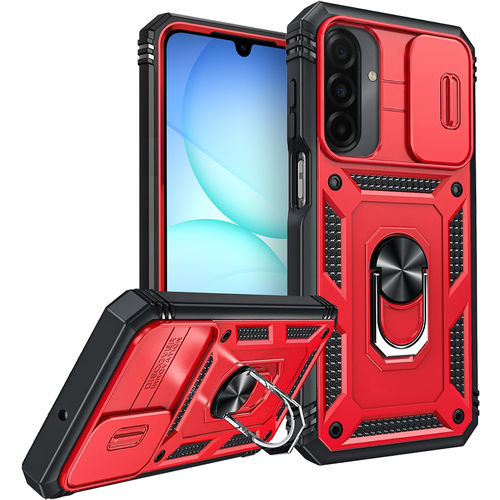 Heavy Duty Shockproof Case / Slide Camera Cover for Samsung Galaxy A17 5G / 4G - Red