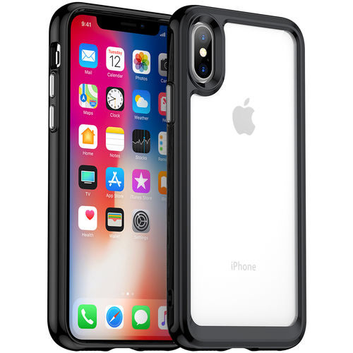 Hybrid Acrylic Tough Shockproof Case for Apple iPhone X / Xs - Black (Frame)