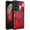 Heavy Duty Shockproof Case / Slide Camera Cover for Samsung Galaxy S21 Ultra - Red