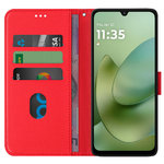 Leather Wallet Case & Card Holder Pouch for Motorola Moto G06 - Red