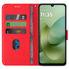 Leather Wallet Case & Card Holder Pouch for Motorola Moto G06 - Red