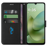 Leather Wallet Case & Card Holder Pouch for Motorola Moto G06 - Black
