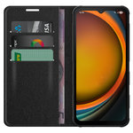 Leather Wallet Case & Card Holder Pouch for Samsung Galaxy XCover7 Pro - Black