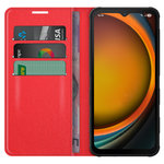 Leather Wallet Case & Card Holder Pouch for Samsung Galaxy XCover7 Pro - Red