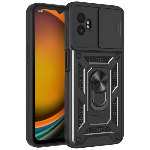 Heavy Duty Shockproof Case / Slide Camera Cover for Samsung Galaxy XCover7 Pro - Black