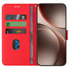 Leather Wallet Case & Card Holder Pouch for Oppo Find X9 - Red