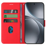 Leather Wallet Case & Card Holder Pouch for Oppo Find X9 Pro - Red