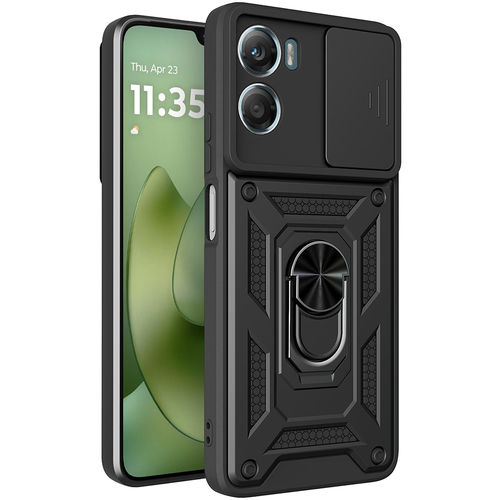 Heavy Duty Shockproof Case / Slide Camera Cover for Motorola Moto G06 - Black
