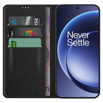Leather Wallet Case & Card Holder Pouch for OnePlus 15 - Black