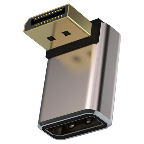 Up Angle DisplayPort 1.4 (Male) Connector to (Female) Extender Adapter