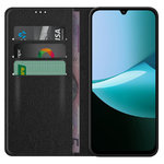 Leather Wallet Case & Card Holder Pouch for Xiaomi Redmi 15C - Black