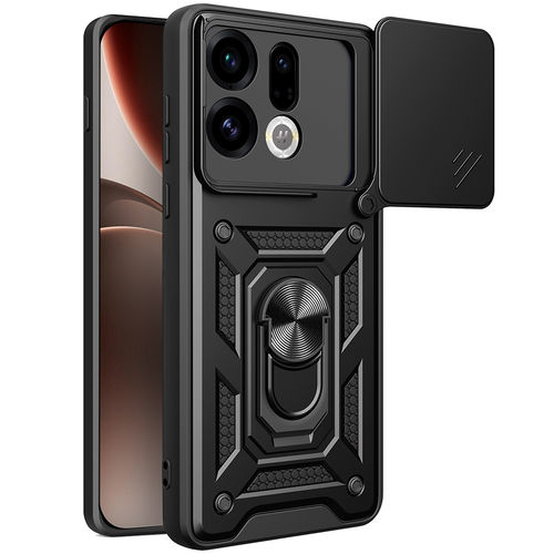 Heavy Duty Shockproof Case / Slide Camera Cover for Oppo Find X9 - Black