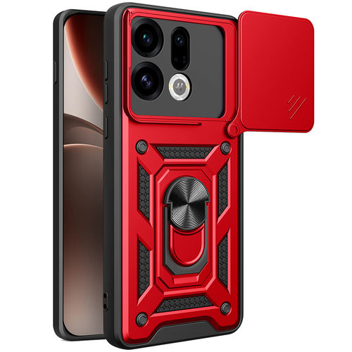 Heavy Duty Shockproof Case / Slide Camera Cover for Oppo Find X9 - Red