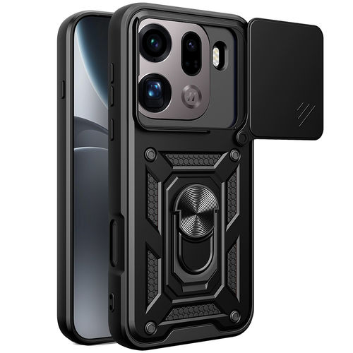 Heavy Duty Shockproof Case / Slide Camera Cover for Oppo Find X9 Pro - Black