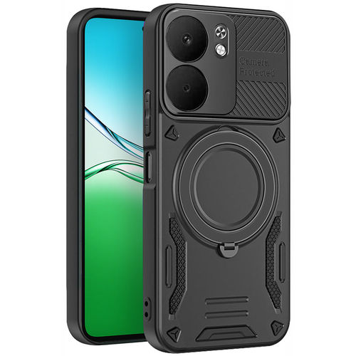 Slim Armour Shockproof Case / MagSafe Finger Ring Holder for Oppo A5x 4G - Black