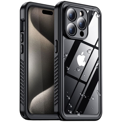 RedPepper Extreme Waterproof Case for Apple iPhone 15 Pro Max - Black (Clear)