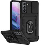 Heavy Duty Shockproof Case / Slide Camera Cover for Samsung Galaxy S21+ (Black)