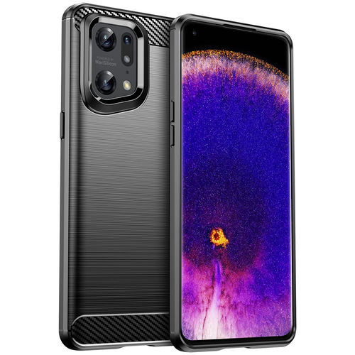 Flexi Slim Carbon Fibre Case for Oppo Find X5 Pro - Brushed Black
