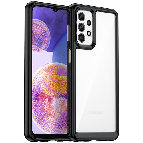 Hybrid Acrylic Tough Shockproof Case for Samsung Galaxy A23 - Black (Frame)