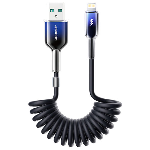 Joyroom (3A) Lightning to USB Retractable Coiled Charging Cable (1.5m) for iPhone / iPad