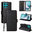 Leather Wallet Case & Card Holder Pouch for Motorola Moto G57 - Black