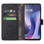 Leather Wallet Case & Card Holder Pouch for Motorola Moto G57 - Black