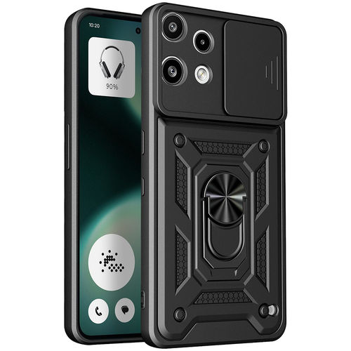 Heavy Duty Shockproof Case / Slide Camera Cover for Nothing Phone (3a) Lite - Black