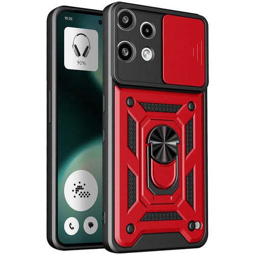 Heavy Duty Shockproof Case / Slide Camera Cover for Nothing Phone (3a) Lite - Red