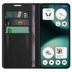 Leather Wallet Case & Card Holder Pouch for Nothing Phone (3a) Lite - Black