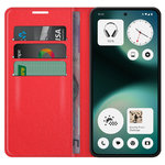 Leather Wallet Case & Card Holder Pouch for Nothing Phone (3a) Lite - Red