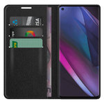 Leather Wallet Case & Card Holder Pouch for Oppo Find X3 Neo - Black
