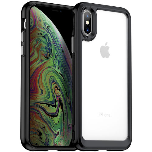 Hybrid Acrylic Tough Shockproof Case for Apple iPhone Xs Max - Black (Frame)