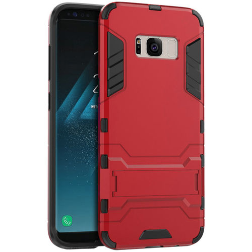 Slim Armour Tough Shockproof Case & Stand for Samsung Galaxy S8 - Red