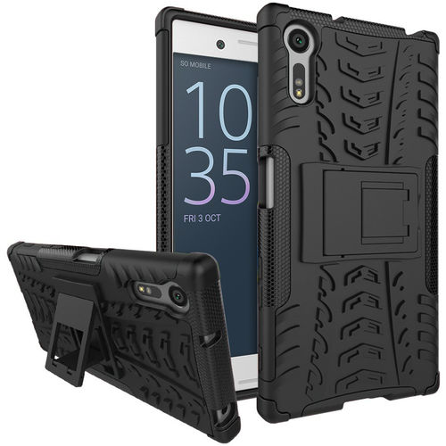 Dual Layer Rugged Tough Shockproof Case & Stand Sony Xperia XZ - Black