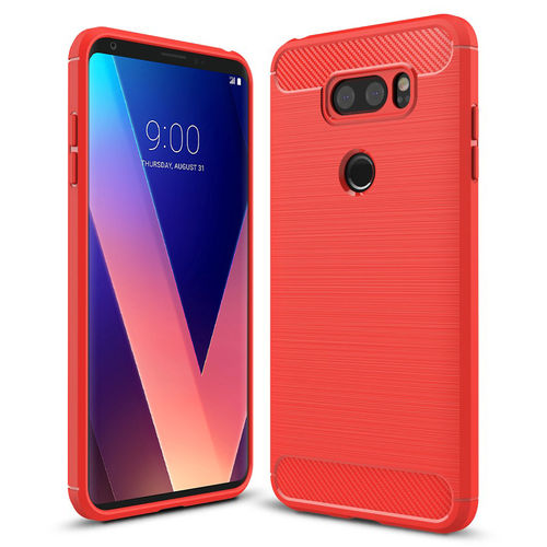 Flexi Slim Carbon Fibre Case for LG V30+ (Brushed Red)