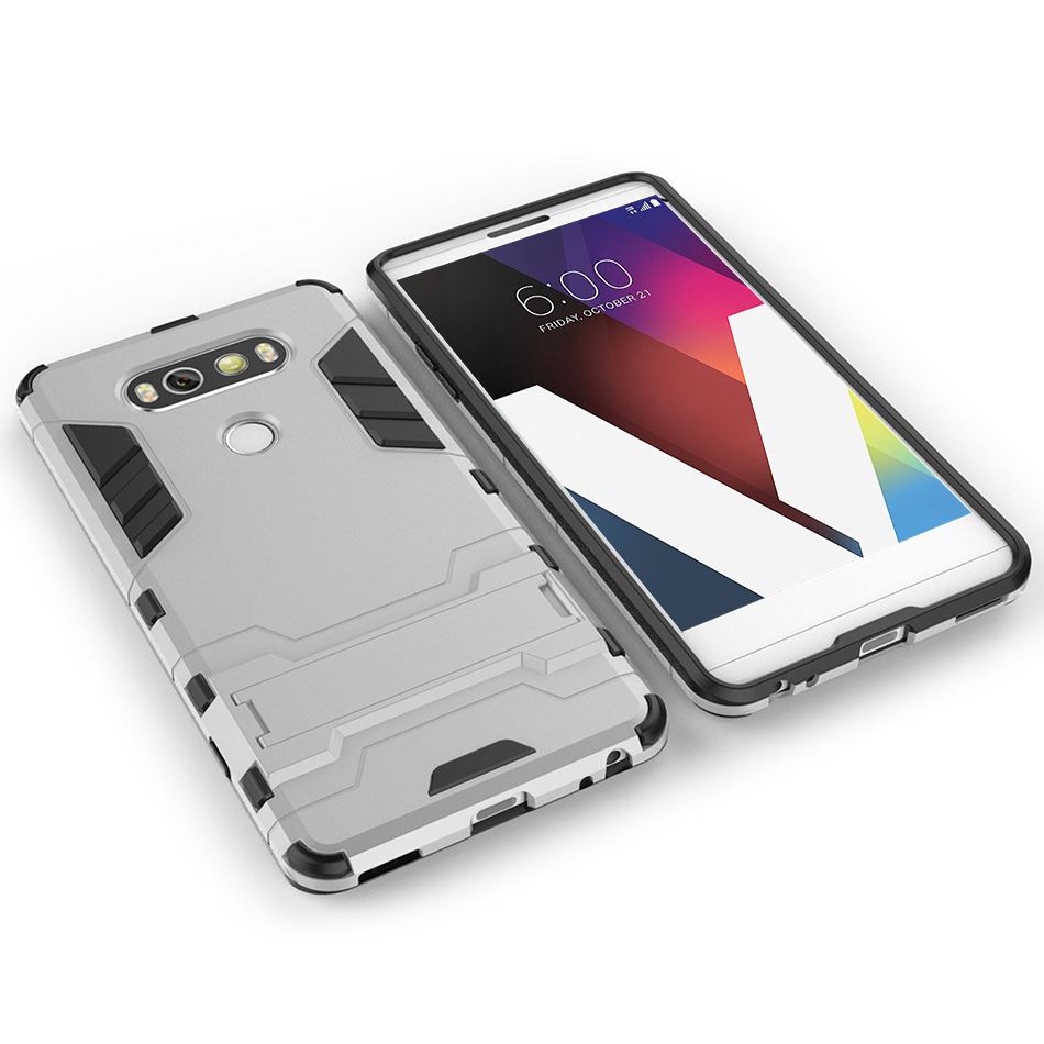 Slim Armour Tough Shockproof Case & Stand for LG V20 - Silver
