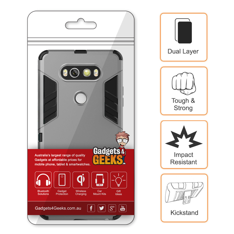 Slim Armour Tough Shockproof Case & Stand for LG V20 - Silver