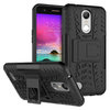 Dual Layer Rugged Tough Case & Stand for LG K10 (2017) - Black
