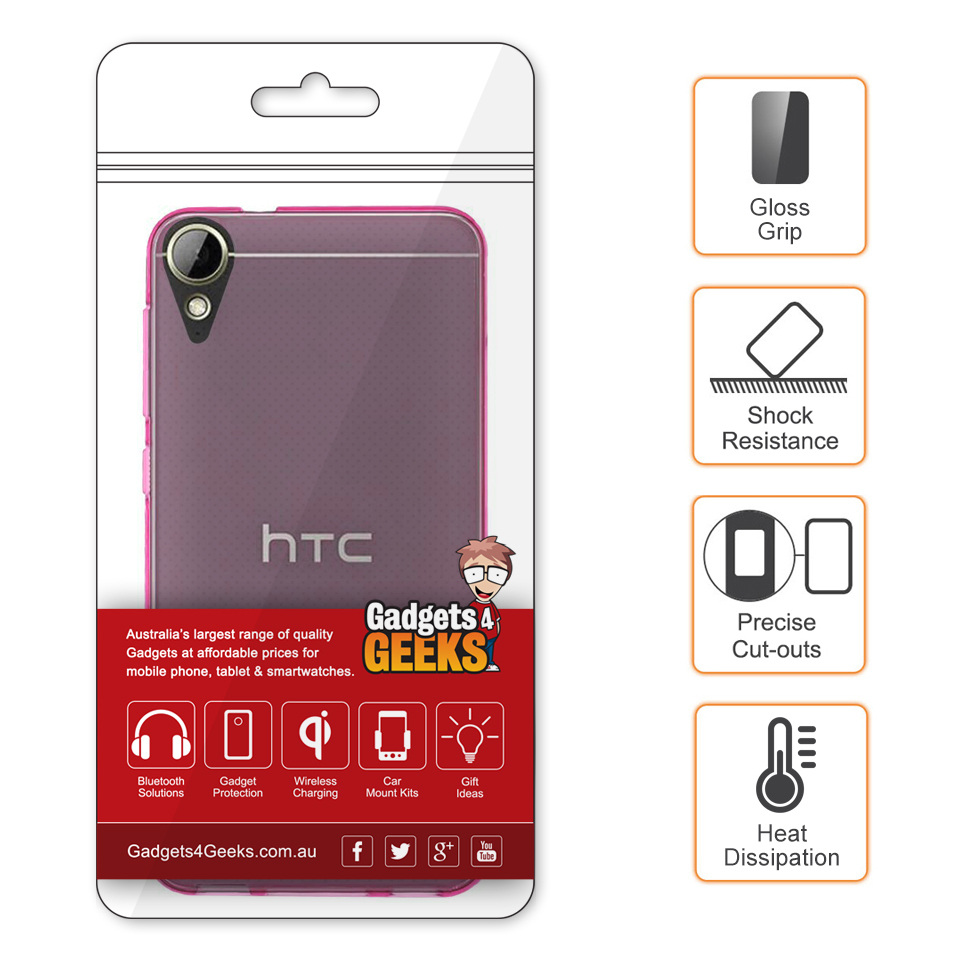 Flexi Gel Crystal Case for HTC Desire 825 - Pink (Gloss Grip)