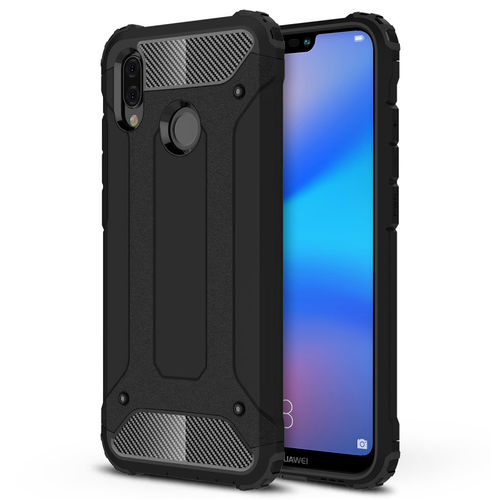 Military Defender Tough Shockproof Case for Huawei Nova 3e - Black