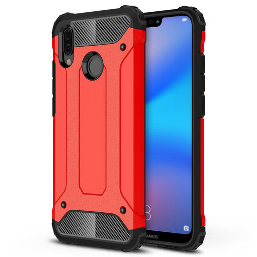 Military Defender Tough Shockproof Case for Huawei Nova 3e - Red